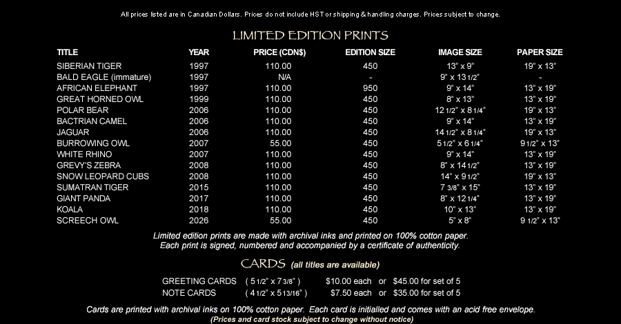 Price List